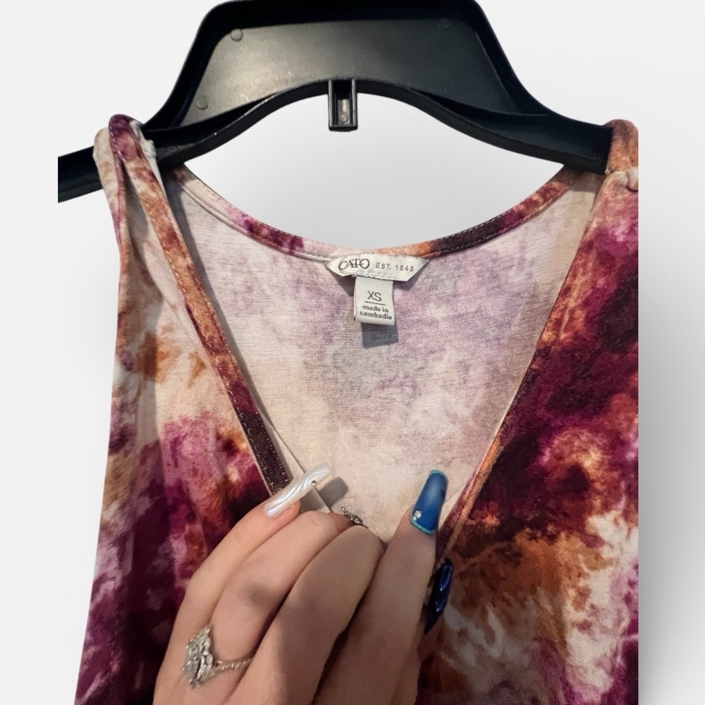 5/$25 Cato Tie-Dye High Low Tank Top - Picture 2 of 2